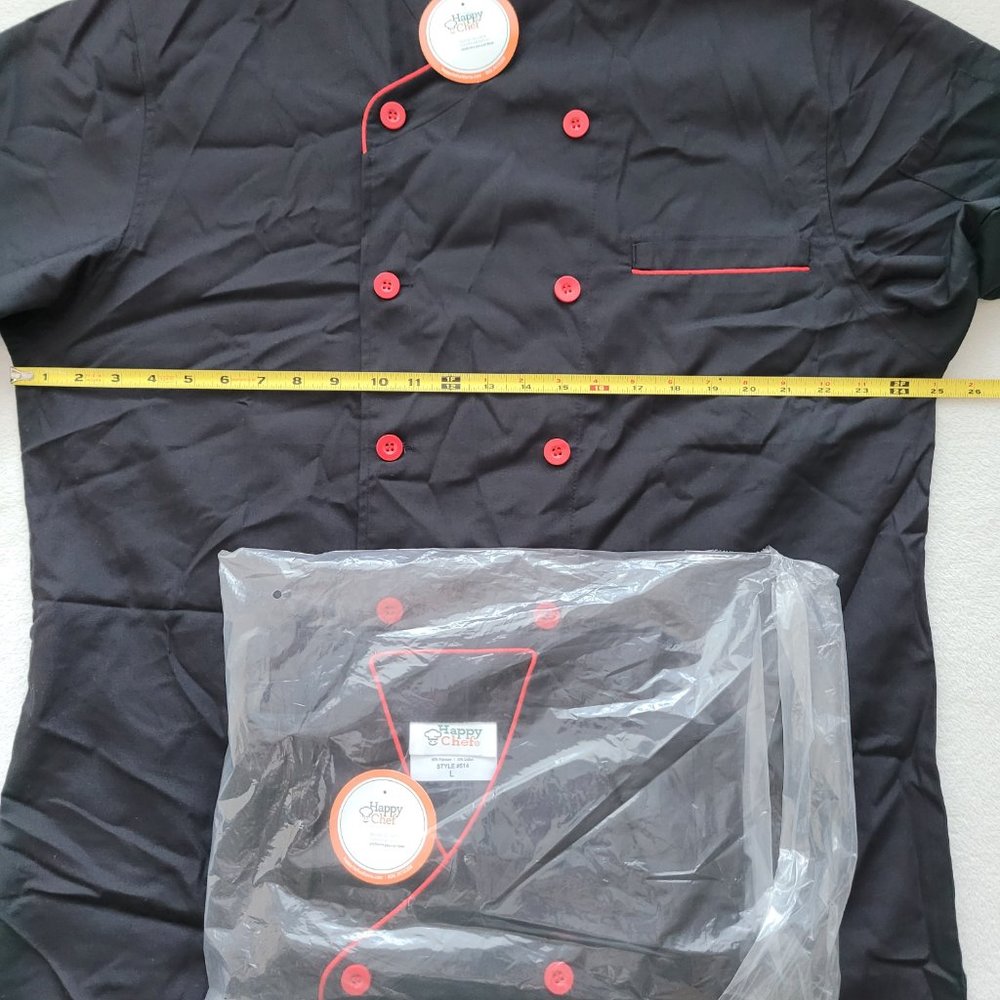 Happy Chef Signature Chef Coat NEW | Large | Unisex | Black/Red - Picture 6 of 16